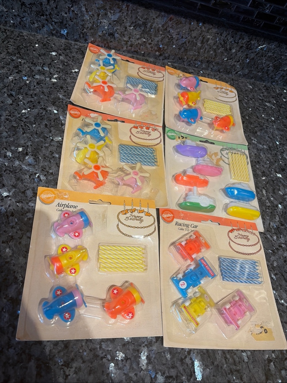 Vintage Wilton Cake Birthday Candles Toppers Set Of 6 Cars Planes Boats Boy